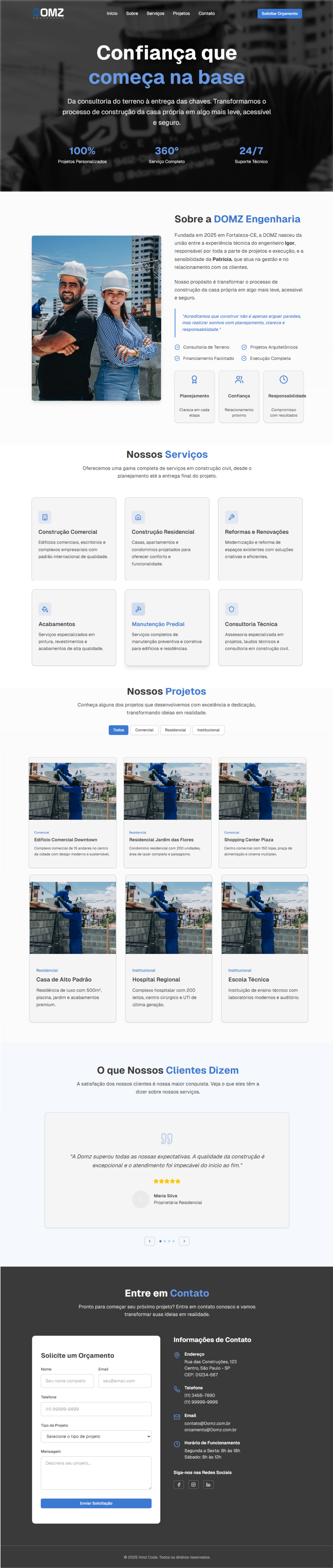 Domz Construtora (hover)